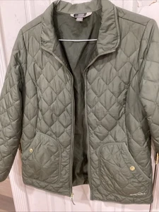 EDDIE BAUER QUILTED WOMANS OLIVE GREEN LIGHTWEIGHT JACKET SZ LARGE - Picture 1 of 11