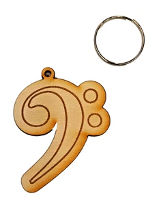 Portachiavi Artigianale Legno Chiave di Basso 6  cm Musica Regalo Fatto a Mano - Picture 1 of 5