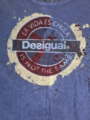 Camiseta Azul Talla XL Desigual Gráfico Salpicaduras Manga Corta Foto 1 de 4