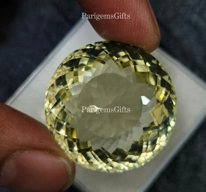 75 Ct Lemon Quartz Round Shape Excellent Cut Loose gemstone - Picture 1 of 6