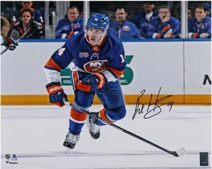 Bo Horvat New York Islanders Signed 16" x 20" Blue Jersey Skating Photograph - Picture 1 of 1