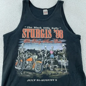 Vintage Sturgis Shirt Large 1998 Black Hills Rally Skeleton Biker Tank 90s - Picture 1 of 9