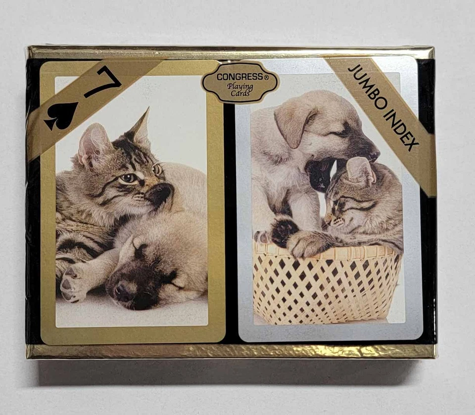 Congress Cat & Dog Jumbo Index Bridge Playing Cards - 2 Deck Set - Image 1 of 1