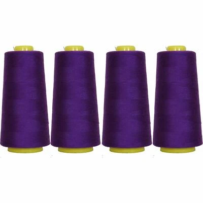 4 BIG CONES DEEP PURPLE SEWING THREAD 2750 YD TEX 27 40S/2-THREADART - Image 1 of 4