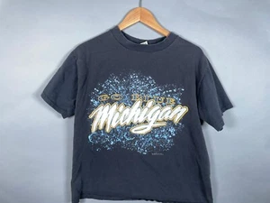 VTG 80s Nutmeg Michigan Wolverines T-Shirt Adult Large Black Single Stitch 1989 - Picture 1 of 11