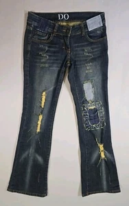 Do Denim Bootcut Flare Jeans Blue Distressed Patched Womens Sz. 26 (30x31) LD005 - Picture 1 of 10