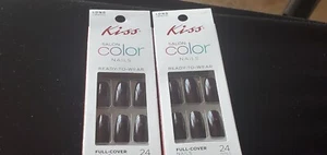 Kiss Salon Farbe zum Aufkleben Nägel 24 schwarz lange Spitze COOLES MÄDCHEN VERSANDKOSTENFREI - Bild 1 von 2