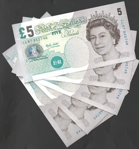 B396 LOWTHER 2002 REPLACEMENT FIVE POUND £5 BANKNOTE LL87 - UNC MULTIPLE LISTING - Picture 1 of 2