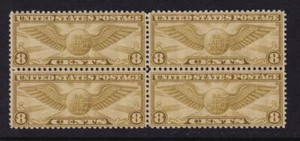1932 Sc C17 AIRMAIL 8c olive MNH rotary press block of 4 OG gum skips (P2 - Picture 1 of 1