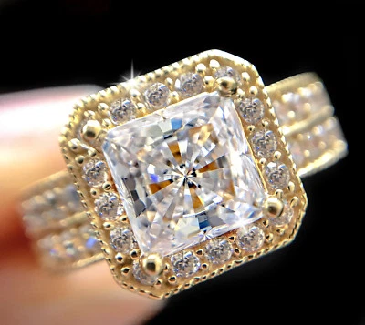 1.5 Kt Principessa Aureola Top Russo Zirconia Cubica Imitazione Moissanite 14 - Immagine 1 di 4