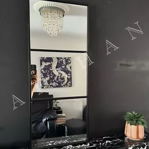Espejo de pared estilo industrial de 85 cm de metal negro vintage negro estilo ventana - Imagen 1 de 12