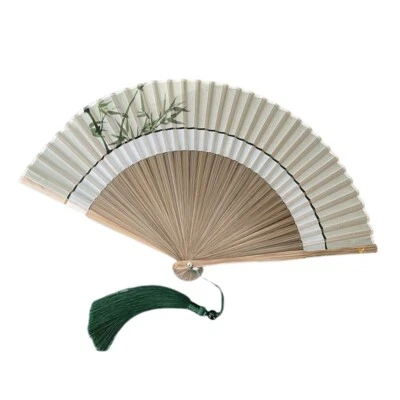 Ventilador Plegable de Bambú Chino 8.7 Pulgadas Portátil Hojas de Bambú Verano Exterior Regalos Foto 1 de 4