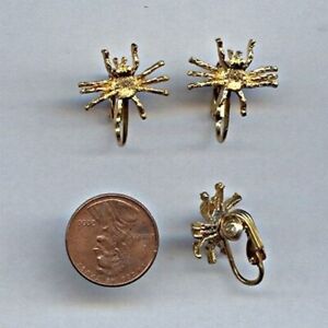 6 VINTAGE GOLD 22mm. SPIDER CLIP EARRINGS WITH 4mm. TO 5mm. ROUND SETTINGS 408