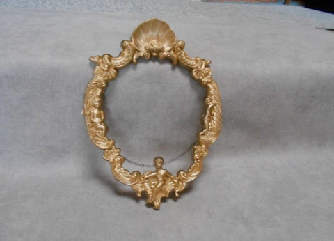 French Vintage gilded metal  MIRROR FRAME PEDIMENT  PUTTi Angel Cover