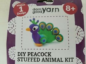 Darn Good Yarn Amigurumi Diy Peacock Stuffed Animal Kit Knit & Crochet Kit 8+