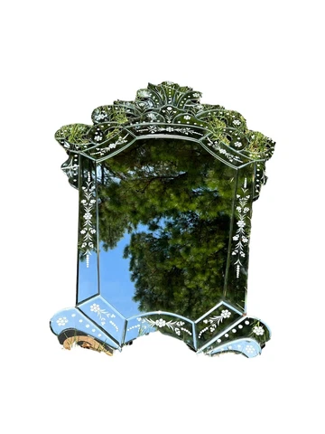 Vintage Lucille Venetian Mirror Etch Glass Hollywood Regency Style 3’ Parts Cover