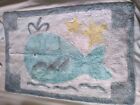 Nautical blue and white bathmat and toilet pedestal mat with whale and starfish