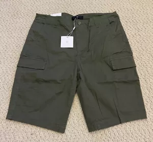 Neu mit Etikett olivgrüne Cargotaschenshorts aus Stretchbaumwolle für Herren ALLE GRÖSSEN - Bild 1 von 6