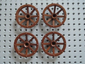 Lego 4 x Ruota della Carrozza Ruota a Raggi 4489 Vecchio Marrone dm 33 mm - Foto 1 di 1