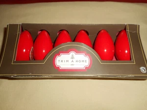 C9 1/4 RED Christmas Light Bulbs 7w 120v Outdoor K-Mart Trim-a-Home 6 Pack New - Picture 1 of 9