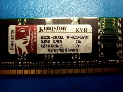 Kingston 512MB PC3200 DDR-400MHz non-ECC KVR400X64C3A/512 - Image 1 of 2