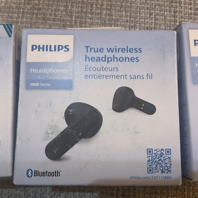 Philips True Wireless Headphones 1000 Series Black TAT1138 New open box - Image 1 of 3