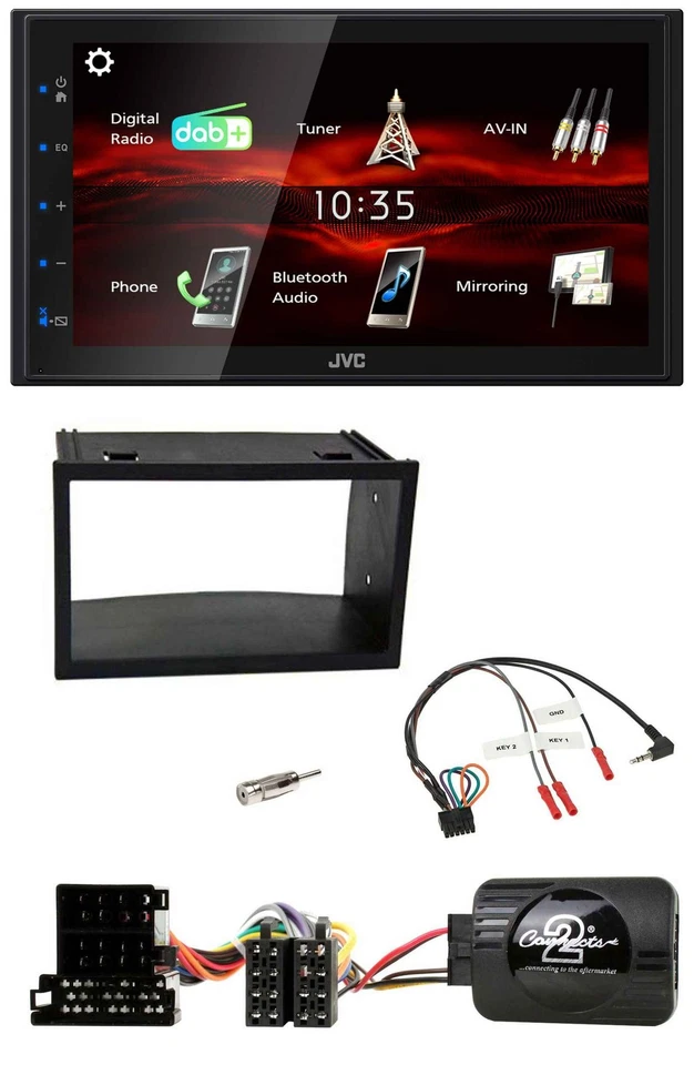 JVC USB Bluetooth Lenkrad DAB 2DIN Autoradio für VW Golf 4 Polo Passat ISO - Bild 1 von 4