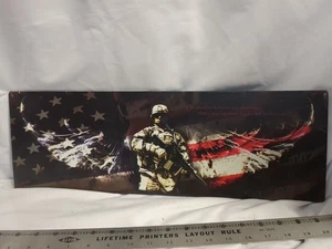 Open Road Signs American Soldier Wings Eagle RWB 20x7 Sign Wall Art Metal War - Picture 1 of 7