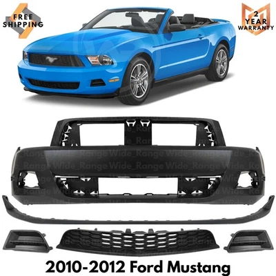 Front Bumper Cover Paintable & Lower Grille Kit For 2010-2012 Ford Mustang Base Foto 1 de 4
