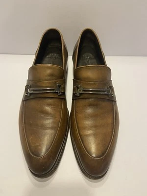 Ermenegildo Zegna Mens Rounded Toe Brown Leather Slip On Loafers Shoes 10 D - Image 1 of 4