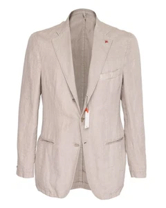 NWT ISAIA NAPOLI SPORT COAT blazer dove-grey pure washed linen luxury Italy 50 - Picture 1 of 6