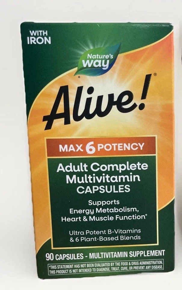 Nature's Way Alive! Max6 Potencia Multivitamínico Diario, Suplemento 90 Unidades NUEVO Foto 1 de 4