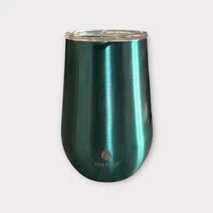 MANNA Stemless Metallic Green Wine Cup Tumbler 12 oz Insulated Stainless Steel - Foto 1 di 3