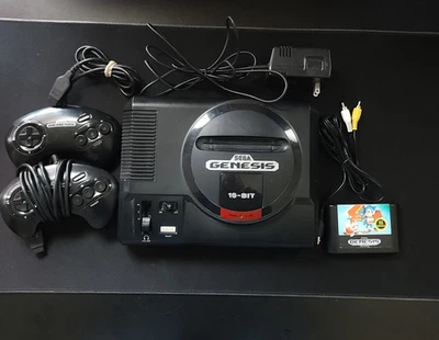 Sega Genesis Model 1601 Console w/ 2 Controllers + Cords, AV Cable, Sonic 2 - Image 1 of 4