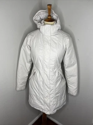 Chaqueta acolchada para mujer The North Face HyVent Goose con capucha marfil talla pequeña Foto 1 de 4