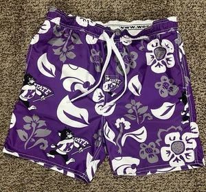 Wes & Willy’s Kansas State Mens Medium Purple Floral Volley Swim Trunks Pockets - Picture 1 of 6