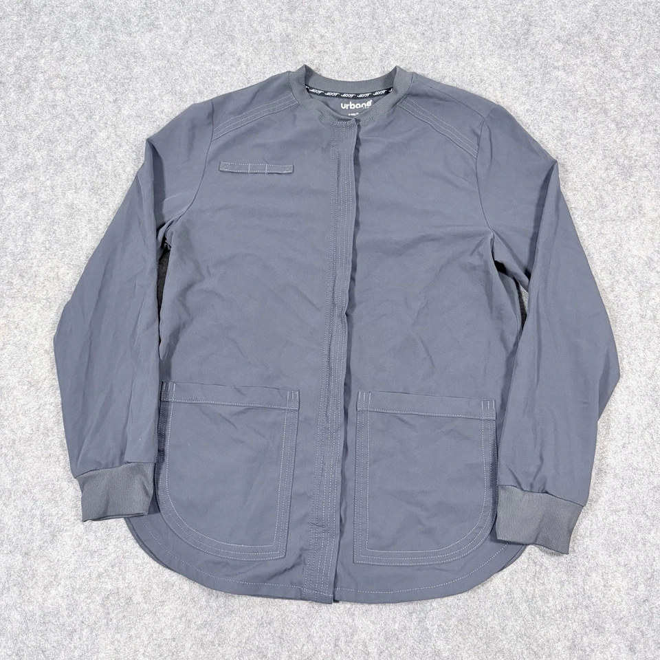 Urbane Full-Zip Long Sleeves Warm-Up Scrub Jacket Fits Women's Size Small Gray - Image 1 of 4
