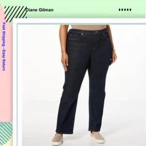 DG2, Diane Gilman Starlight Denim Straight Leg Tri-Fit Jean | Indigo |28-30-32W - Picture 1 of 5