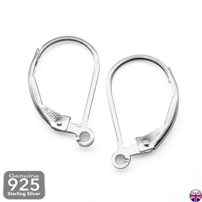 925 Sterling Silver Leverback Earrings with Open Loop Jewellery Findings - Image 1 of 4