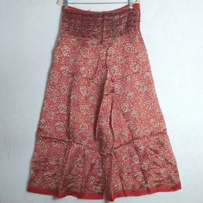 Pantalones para mujer Junglee Billee rojos India seda boho pierna ancha talla libre Foto 1 de 4