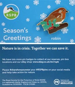 RSPB Pin Badge NIIC Robin holly & log Christmas Special P03002 - Picture 1 of 1