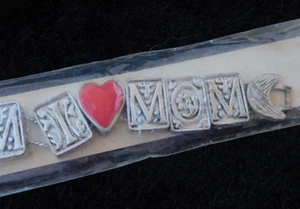 Vintage Bettelarmband I Love Mom Herz Doppelkette Modeschmuck - Bild 1 von 5