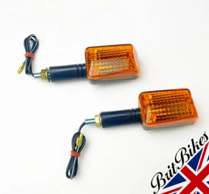 MOTORBIKE LONG STEM MINI INDICATORS (PAIR) - AMBER MOTORCYCLE SCOOTER UNIVERSAL - Picture 1 of 6