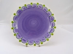 Vintage Vietri Italian Hand Painted Crafted Dinner Plate Vivid Lilac Green Z25 - Picture 1 of 4