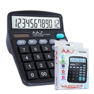 AAJ Electronic Calculator | Desktop Calculator | 12-Digit Solar Battery Both