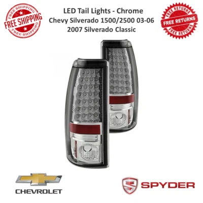 Par de lanterna traseira Spyder LED automática cromada transparente para 03-06 Chevy Silverado 1500/2500 - Imagem 1 de 4