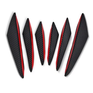 6pcs Universal Front Bumper Body Fins Spoiler Canards Splitter Carbon Fiber Kit - Picture 1 of 8