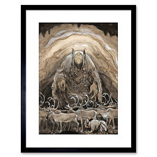 Painting Troll Cave Deer John Bauer Framed Art Print Poster 9x7 Inch