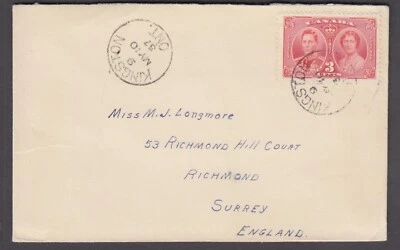 CANADA COVER KINGSTON, ON. TO RICHMOND, SURREY, ENGLAND, MAY 10, 1937 - Image 1 of 2