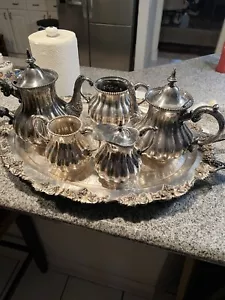 Derby Silver Co Quadrupleplate Company 6-teiliges Teeservice mit Tablett (kein Derby) - Bild 1 von 8